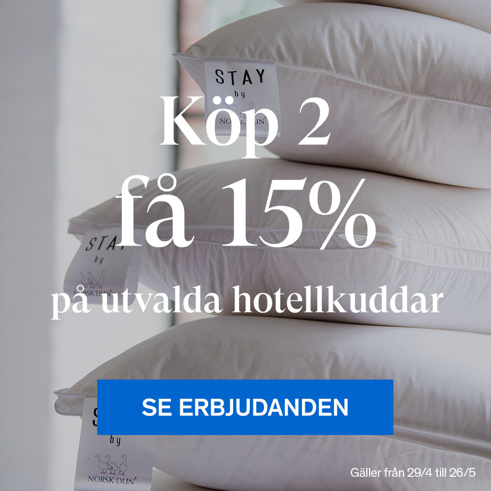 Köp 2 få 15% på utvalda hotellkuddar.